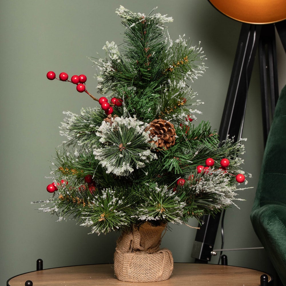 Samuel Alexander Ipswich Frosted Berries and Pinecones Indoor Mini Christmas Tree 50cm Image 2