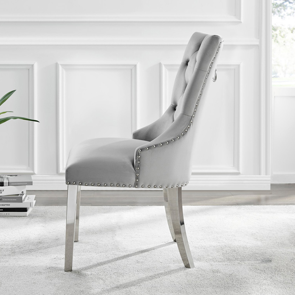 Furniturebox Molini Kensington 6 Seater Dining Set Grey Gloss and Chrome Image 4