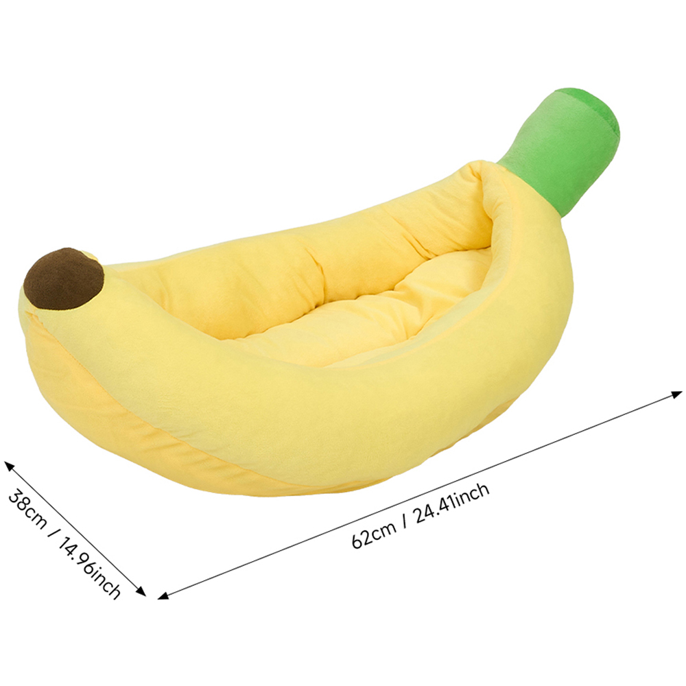 H&O Direct 62 x 38cm Yellow Small Banana Shape Pet Bed Image 6