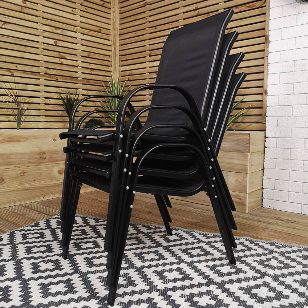 Samuel Alexander 4 Seater Glass Top Outdoor Dining Set with Grey Banana Lit Parasol and Base Image 9