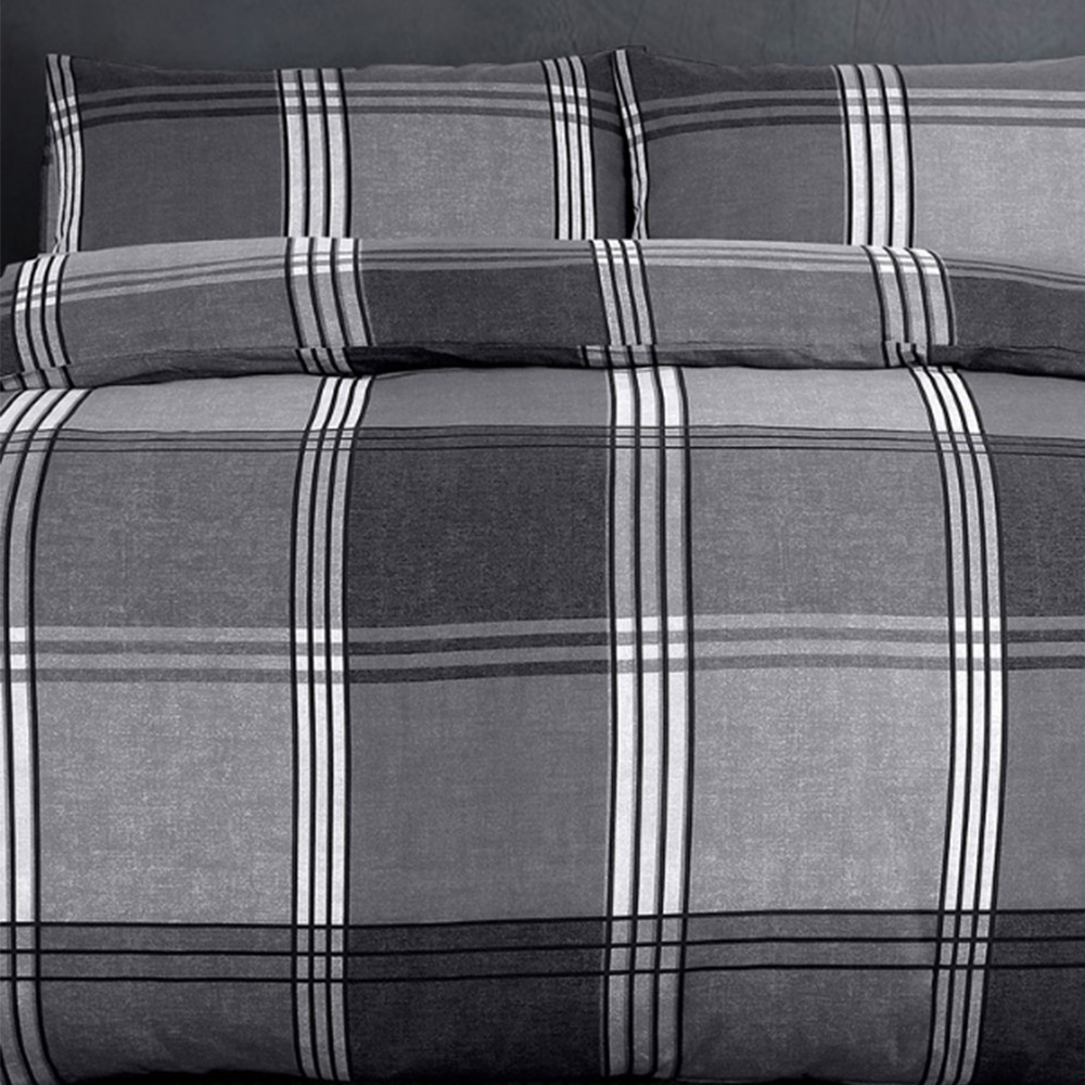 Velosso Hamilton King Size Slate Check Duvet Set Image 3