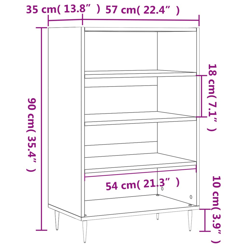 vidaXL 4 Shelf Concrete Grey Highboard Image 9