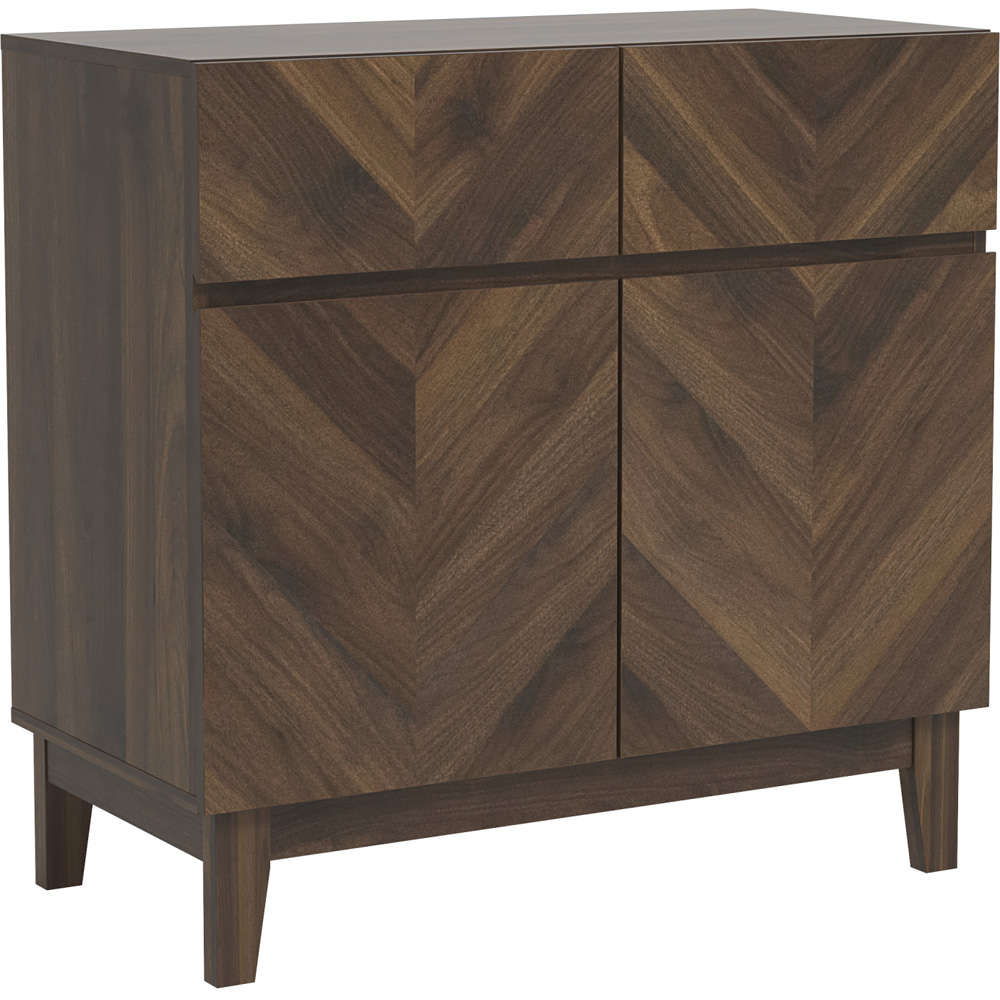 GFW Camborne 2 Door 2 Drawer Royal Walnut Compact Sideboard Image 2