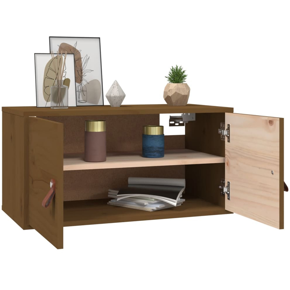 vidaXL 2 Door Honey Brown Solid Pine Wood Wall Cabinet Set of 2 Image 7