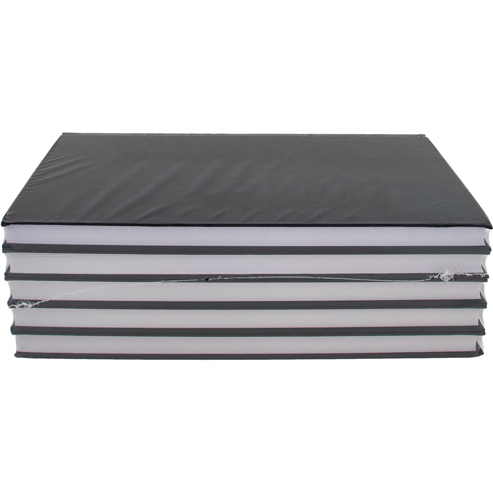 Pack of 5 A4 Hardcover Notebooks Black Image 4