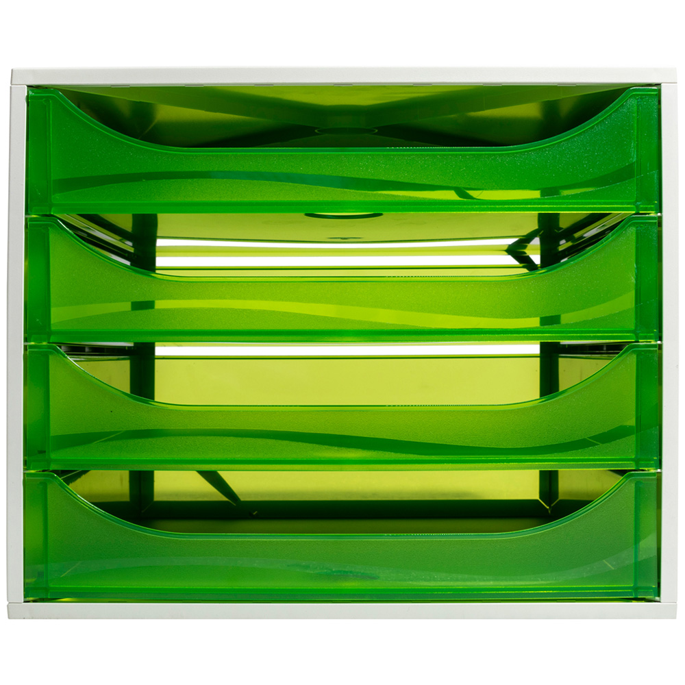 Exacompta EcoBox Linicolor 4 Drawer Apple Green Desk Organiser Image 2