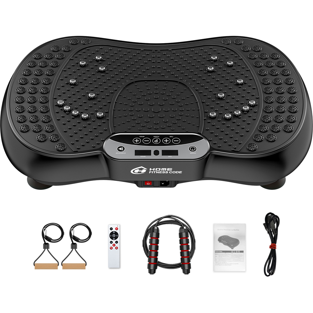 Rattrix Black Vibration Plate Exercise Machine with Bluetooth Speaker and Resistance Bands Image 2
