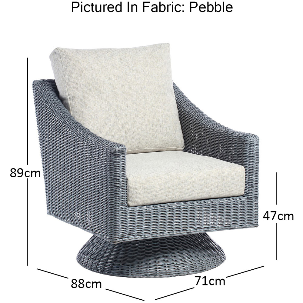 Desser Dijon Lyon Grey Rattan Pebble Fabric Swivel Chair Image 4