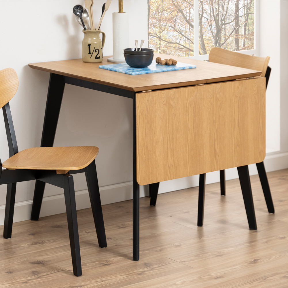 Florence Roxby 4 Seater Extending Dining Table Oak and Black Image 8