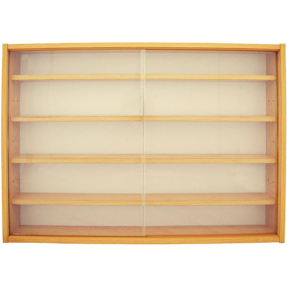 Watsons Reveal 4 Shelf Beech Glass Display Wall Cabinet Image 3