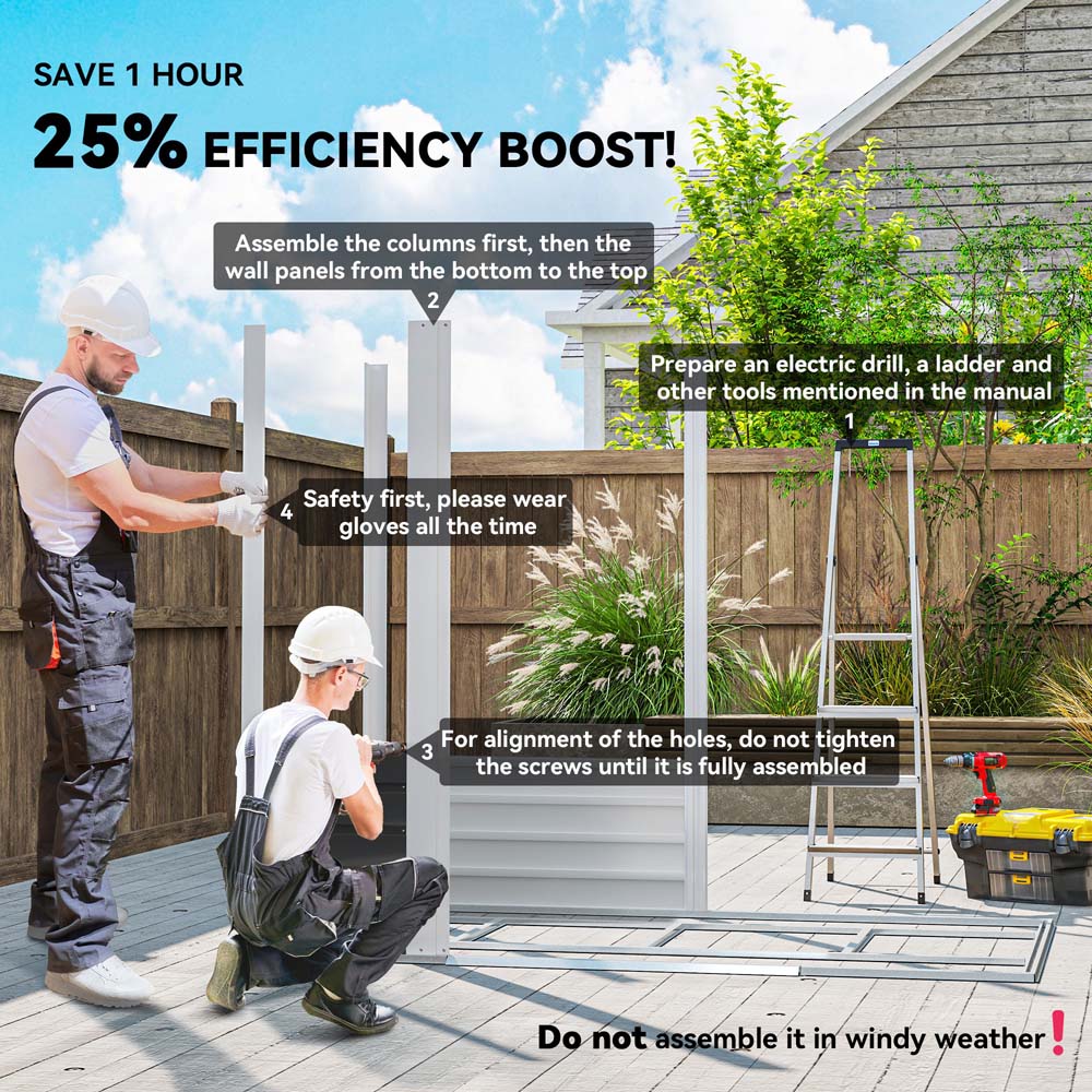 Outsunny 6.8 x 3.7ft Dark Grey Metal Shed with Lock Image 8