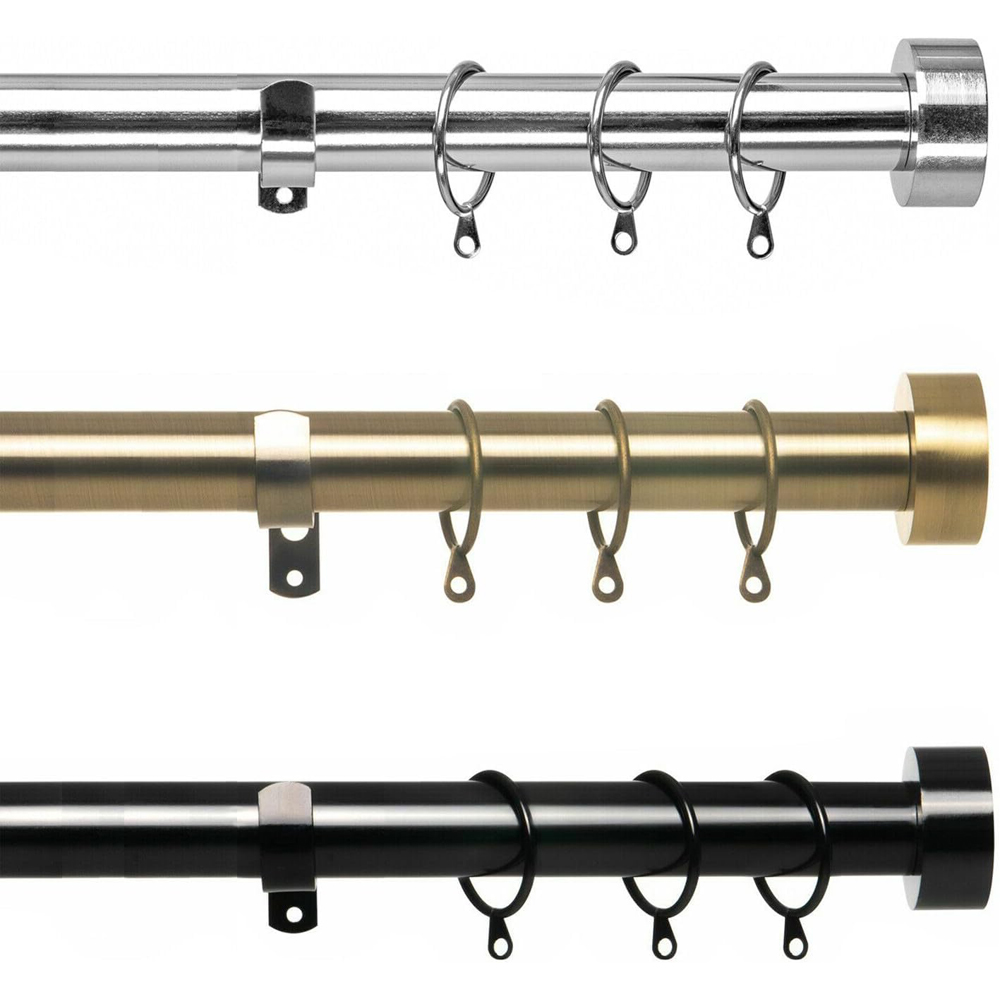 Home Treats 40 to 218cm Extendable Chrome Flat Curtain Pole Image 5