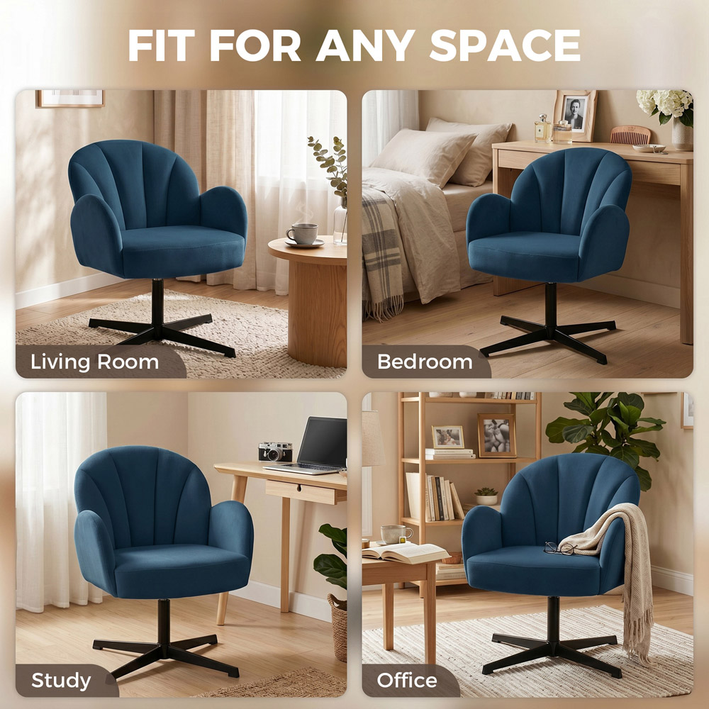 HOMCOM Dark Blue Modern Swivel Accent Chair Image 8