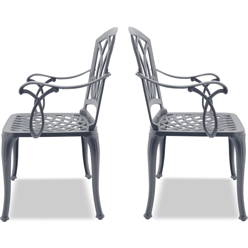 Centurion Positano Set of 2 Grey Garden Bistro Chairs with Armrests Image 3