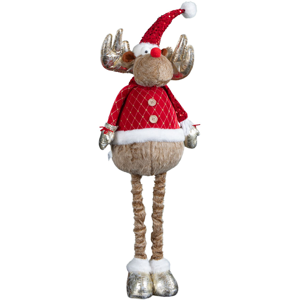 Samuel Alexander Plush Golden Comet Reindeer with Extendable Legs Christmas Decoration 100cm Image