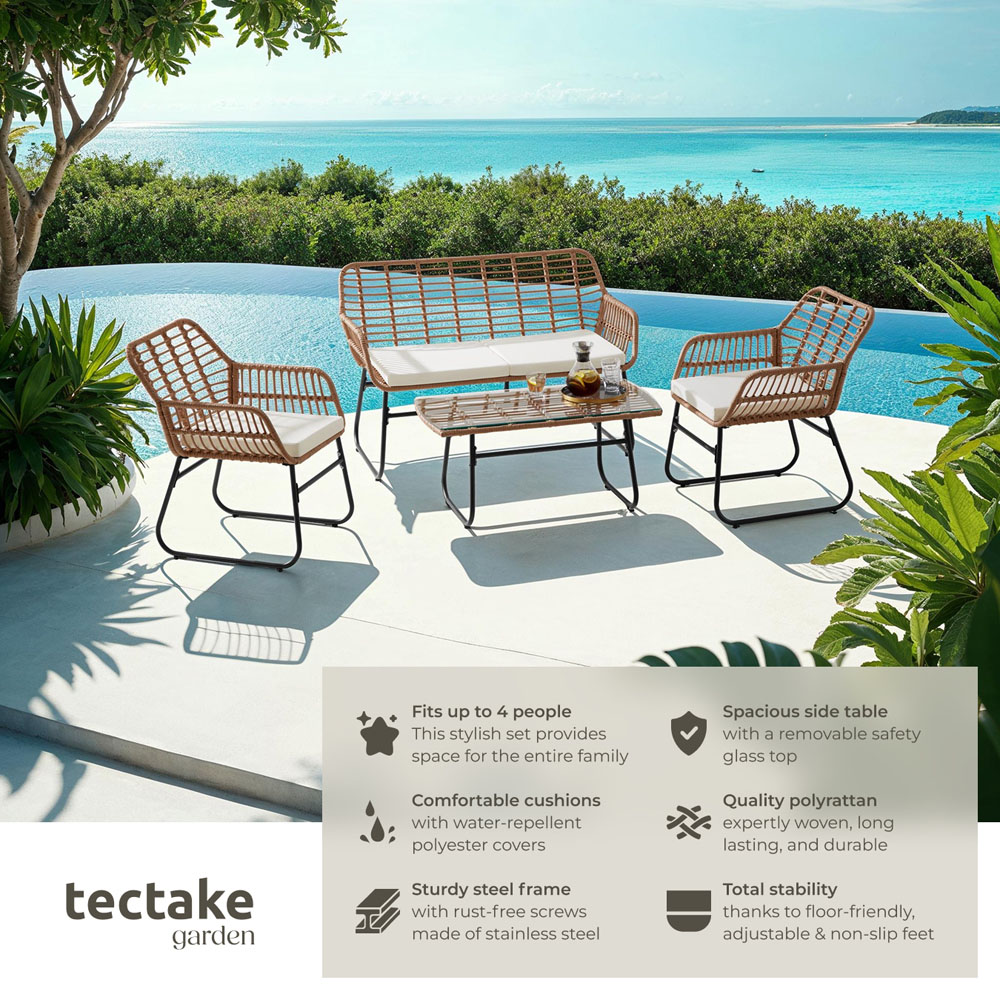 tectake Molfetta 4 Seater XL Brown Weather Safe Garden Furniture Set Image 6