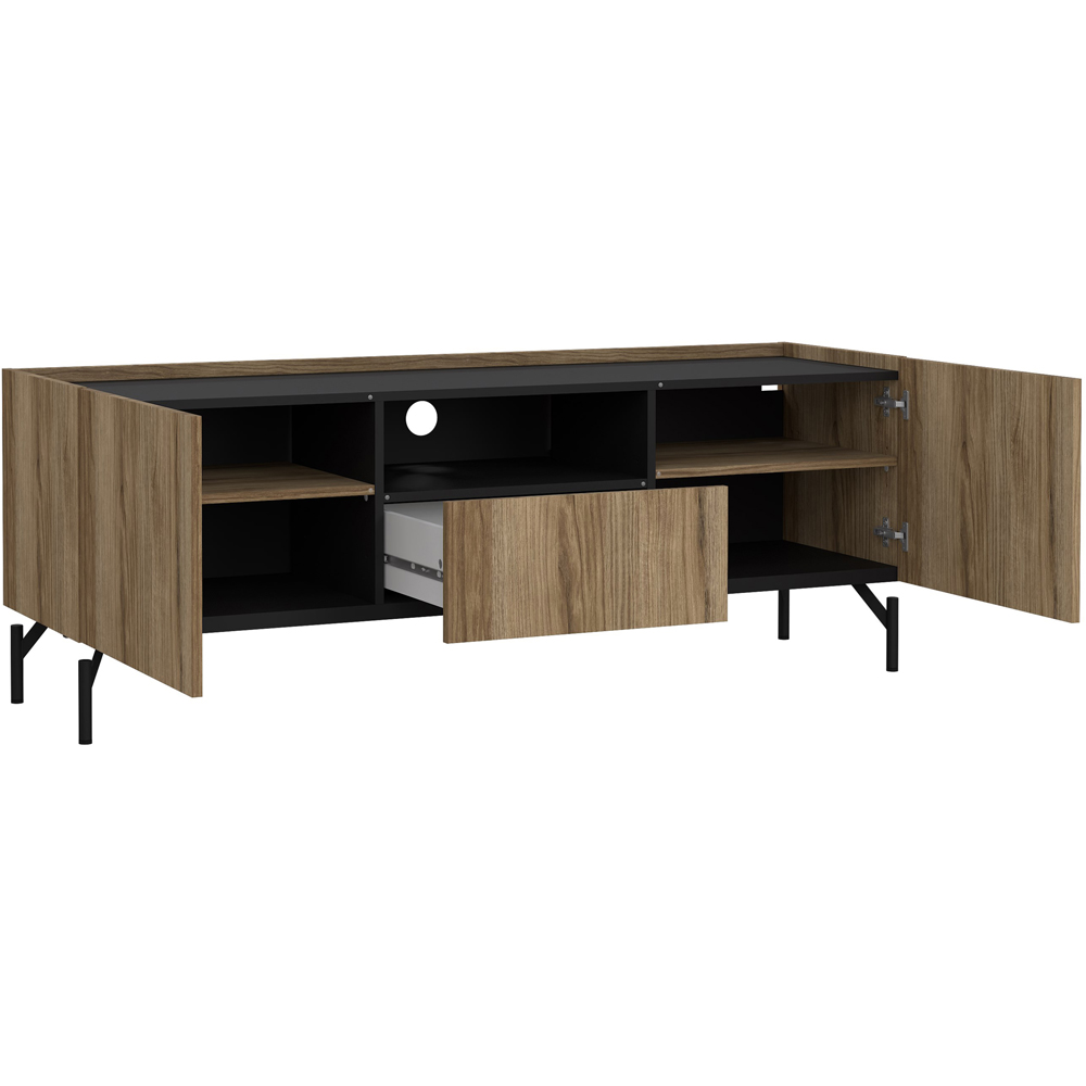 Furniture To Go Kendall 2 Door Single Drawers Oak and Black TV Unit Image 4