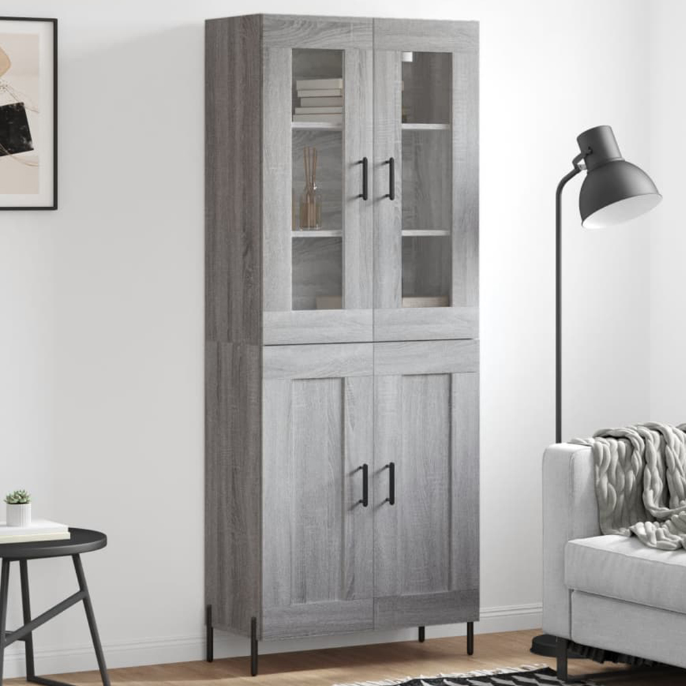 vidaXL 4 Door Grey Sonoma Highboard Image 1