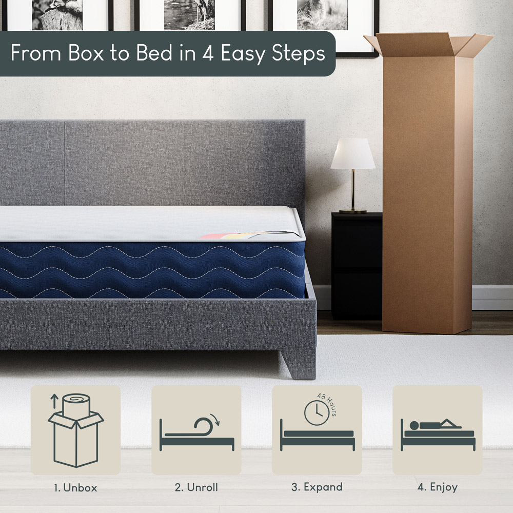 VIDA DESIGNS Lisbon Small Double Black Faux Leather Bed with Gel Memory Foam Mattress Image 8