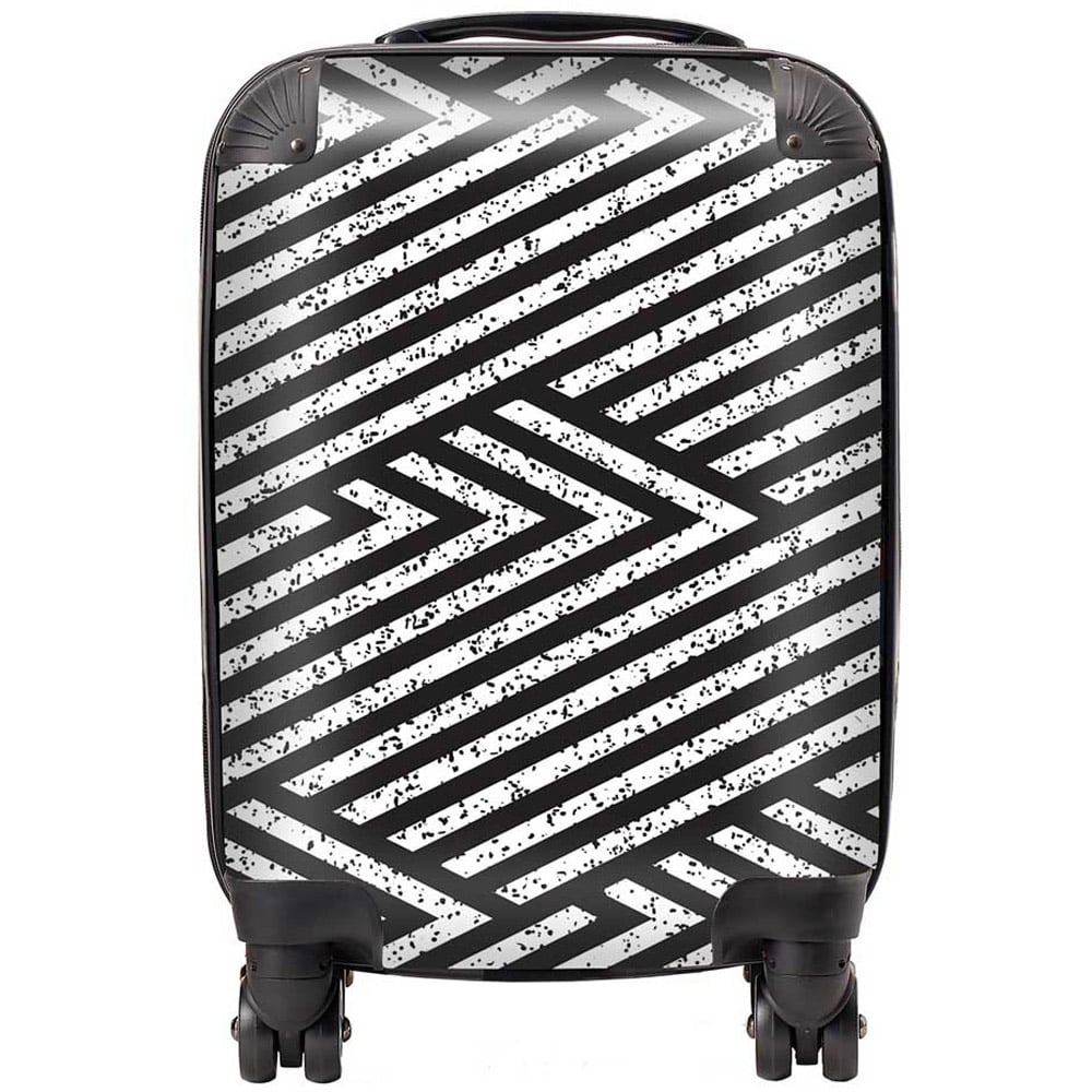 Warren Reed Designer Mini Cabin Oblique Black Grunge Pattern Suitcase Image 1
