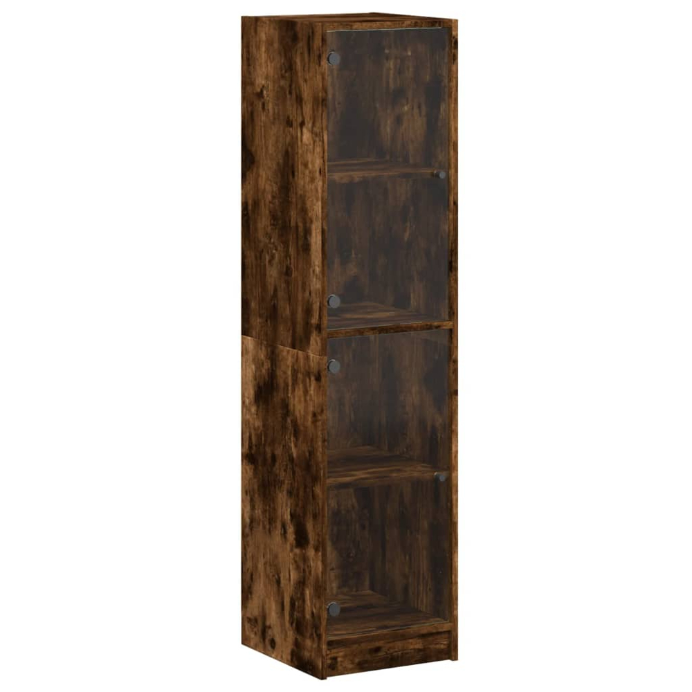 vidaXL 2 Glass Door Smoked Oak Highboard Image 2