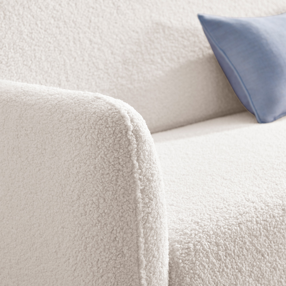 Furniturebox Terry 3 Seater White Boucle Sofa Image 2