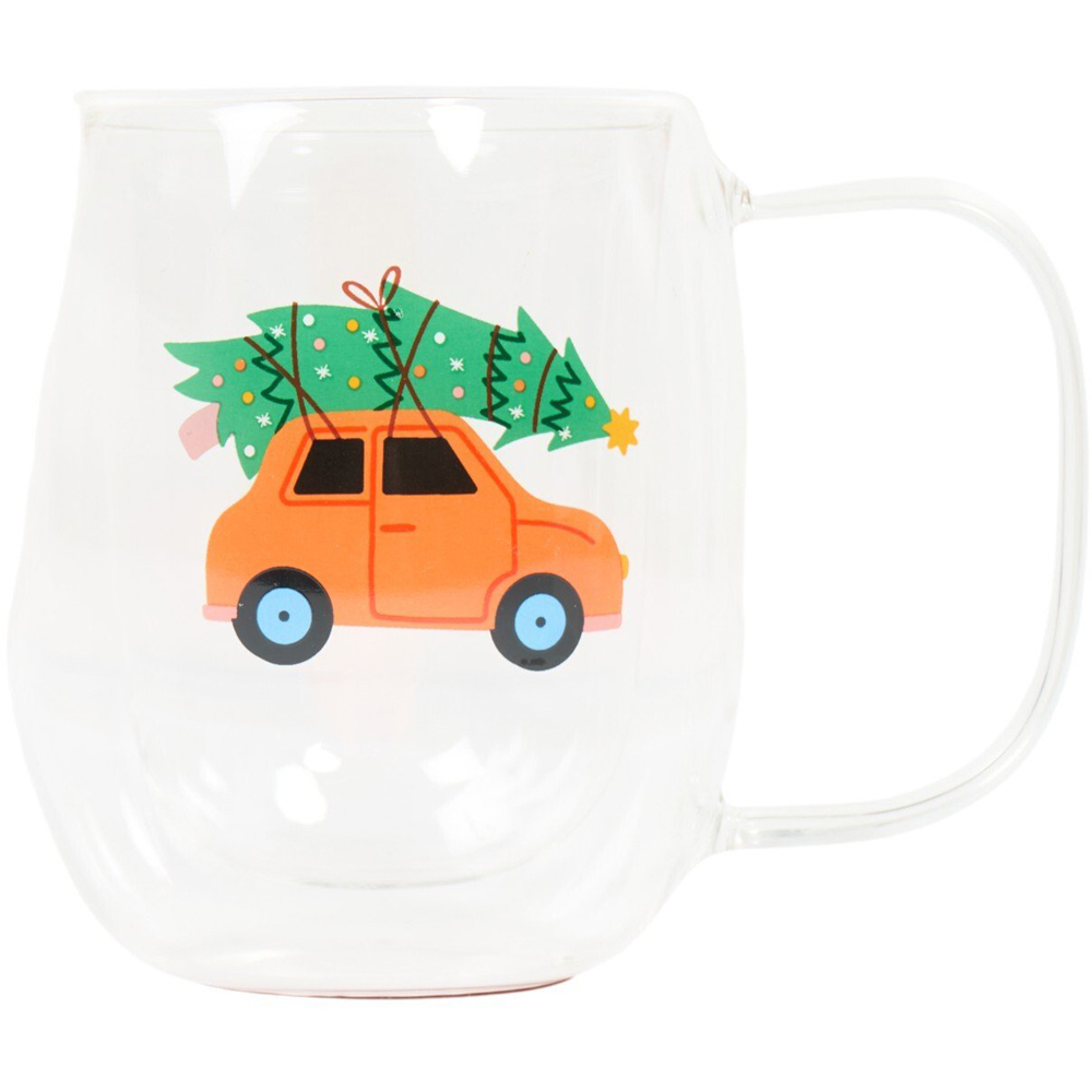 Double Wall Christmas Glass Mug Image 3