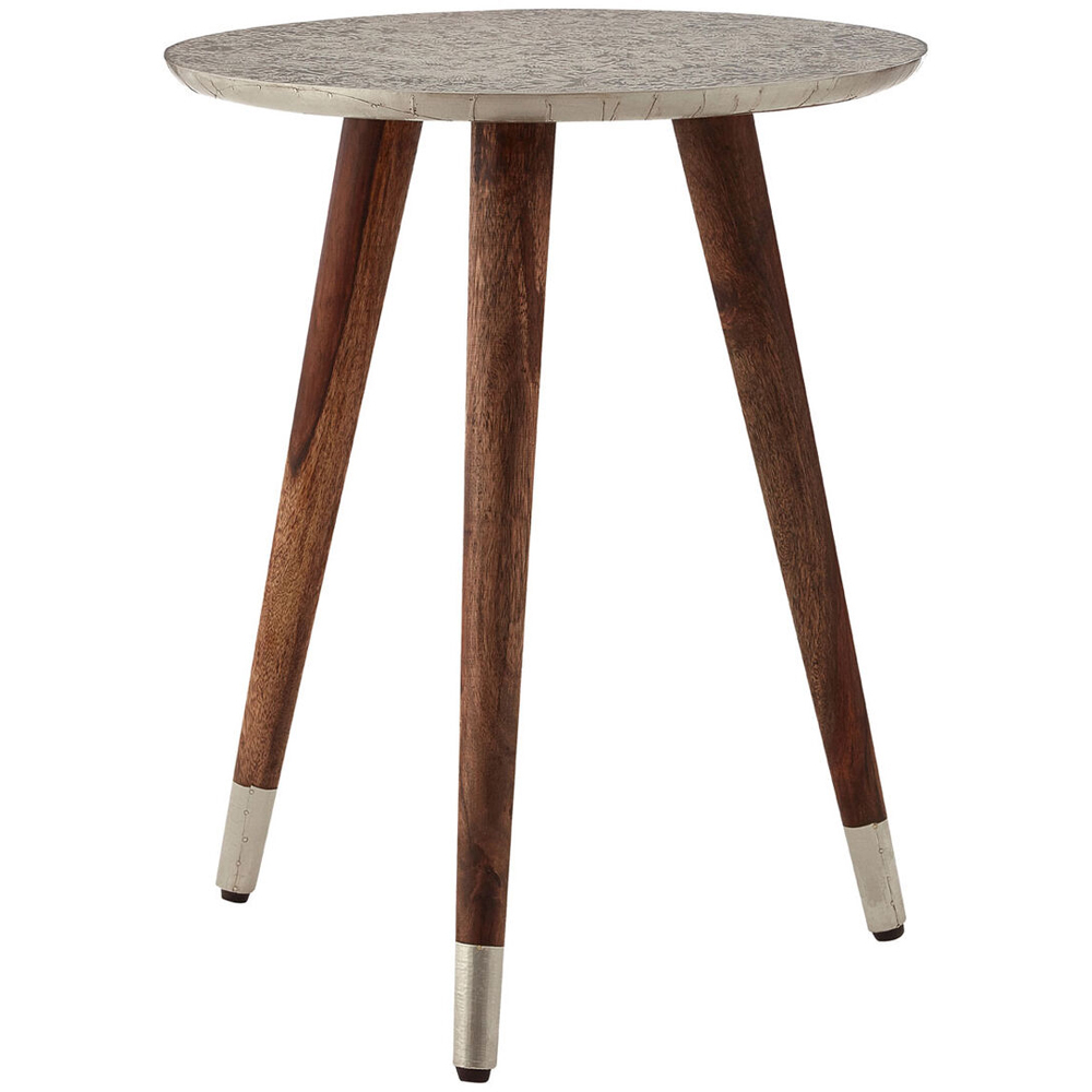Premier Housewares White Finish Carved Metal Top Side Table Image 2