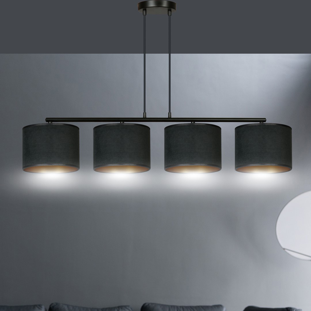 Emibig Hilde 4 Light Black E27 Ceiling Pendant Light Image 2