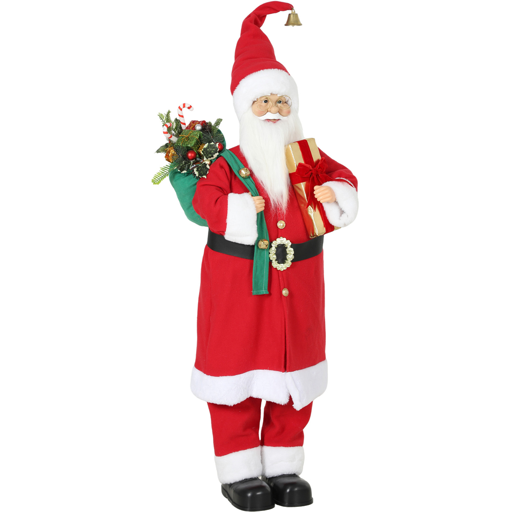 HOMCOM Singing and Dancing Santa Claus with Gift and Sack Christmas Decoration 4ft Image 1