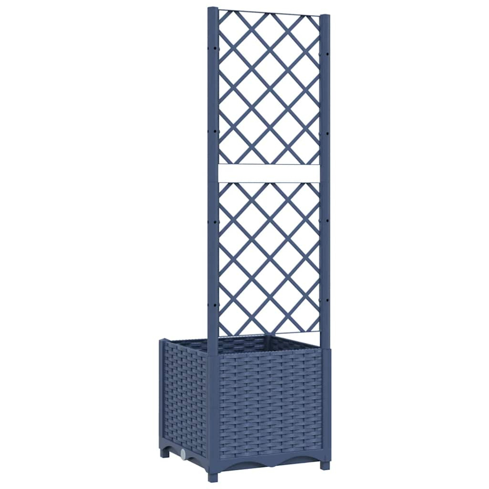 vidaXL Blue Grey Polypropylene Garden Planter with Trellis 136 x 40 x 40cm Image 5