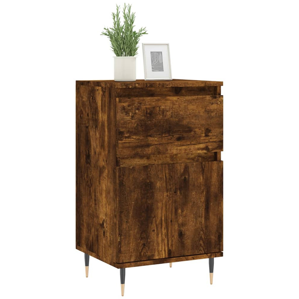 vidaXL Single Door Single Drawer Smoked Oak Sideboard Image 3