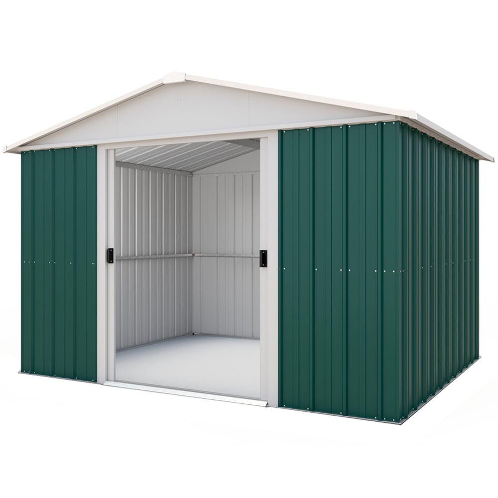 Yardmaster 10 x 8ft Emerald Green Metal Apex Storage Shed with Floor Support Kit Image 1