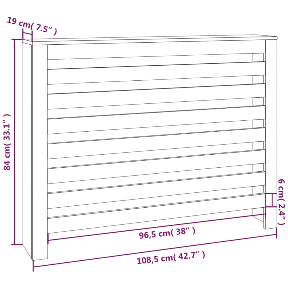 vidaXL White Solid Pine Wood Radiator Cover 108.5 x 19 x 84cm Image 6