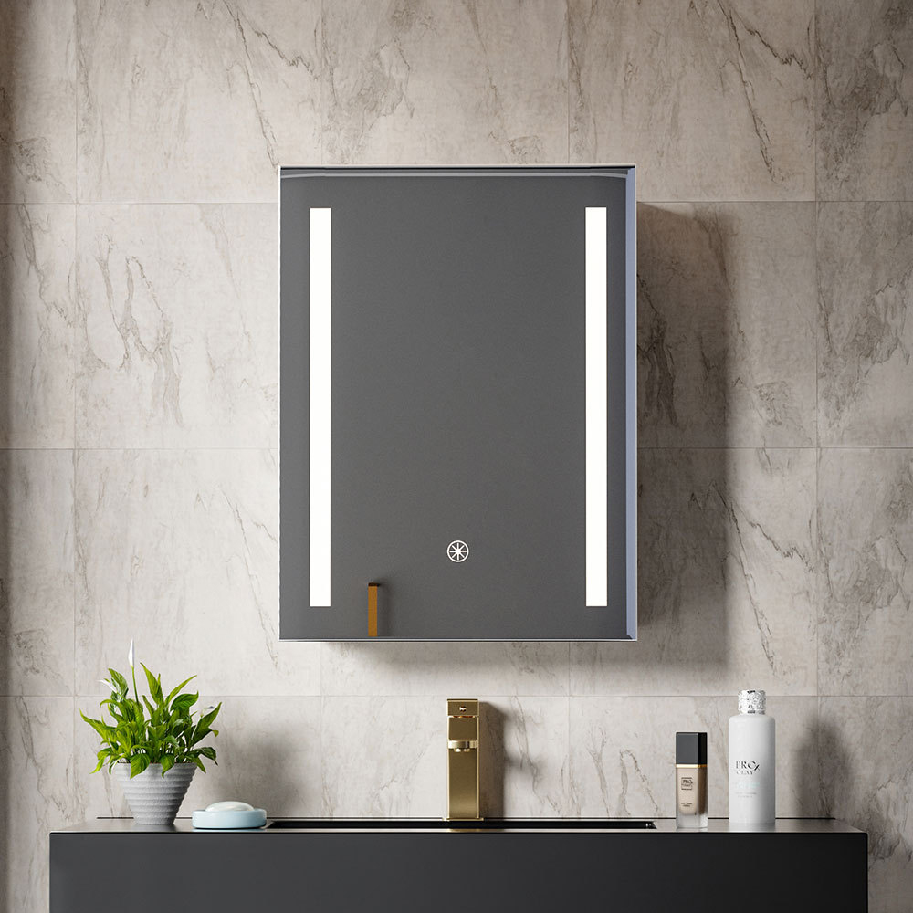 H&O Direct 2 Shelf Wall Mounted Bathroom LED Mirror Cabinet 45cm Image 5