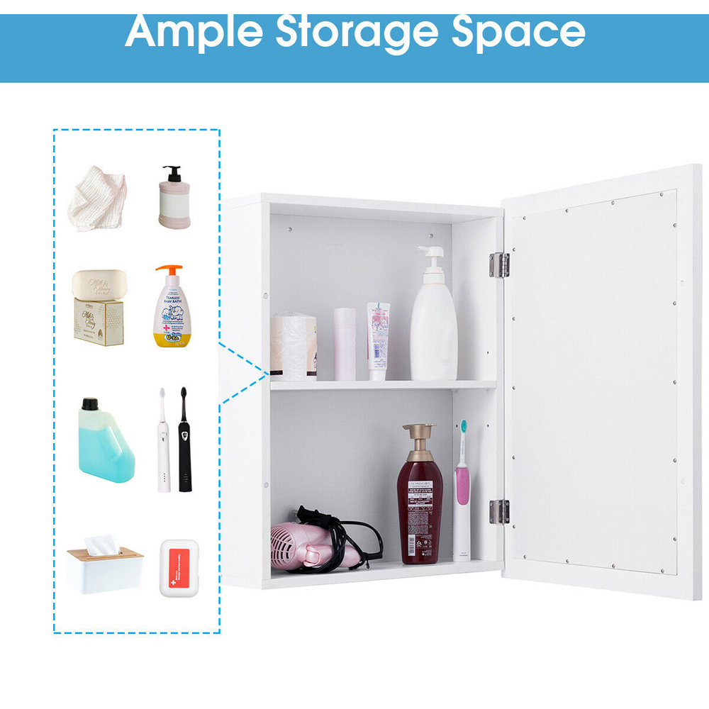 Costway White Adjustable Wall Mounted Storage Cupboard Image 5