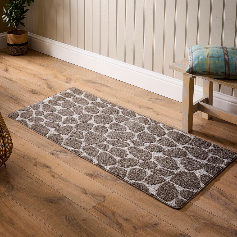 My Mat Ivory and Mink Sculptured Patterned Pebble Non Slip Mat 67 x 150cm Image 3