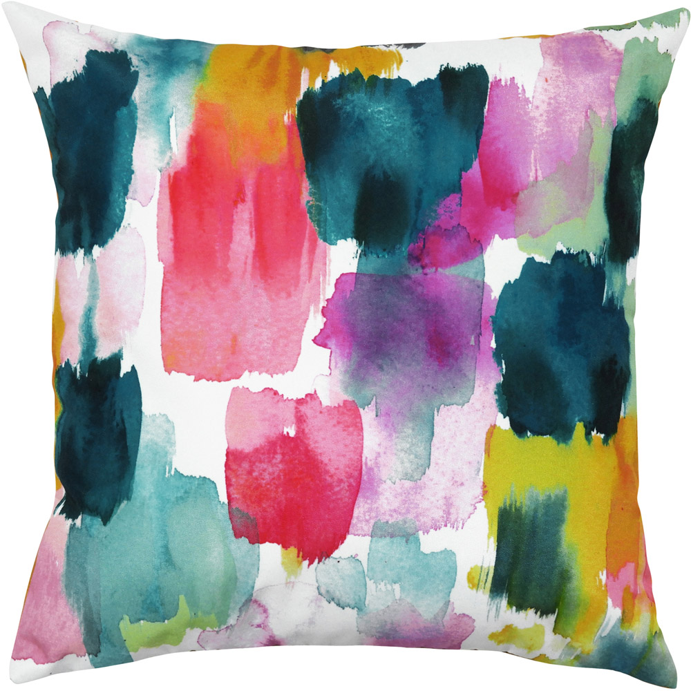 Evans Lichfield Ochre Watercolours Outdoor Cushion Image 1