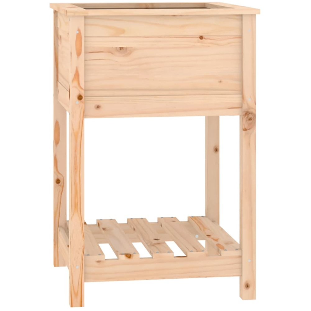 vidaXL Natural Solid Pine Wood Garden Planter with Shelf 81 x 54 x 54cm Image 1