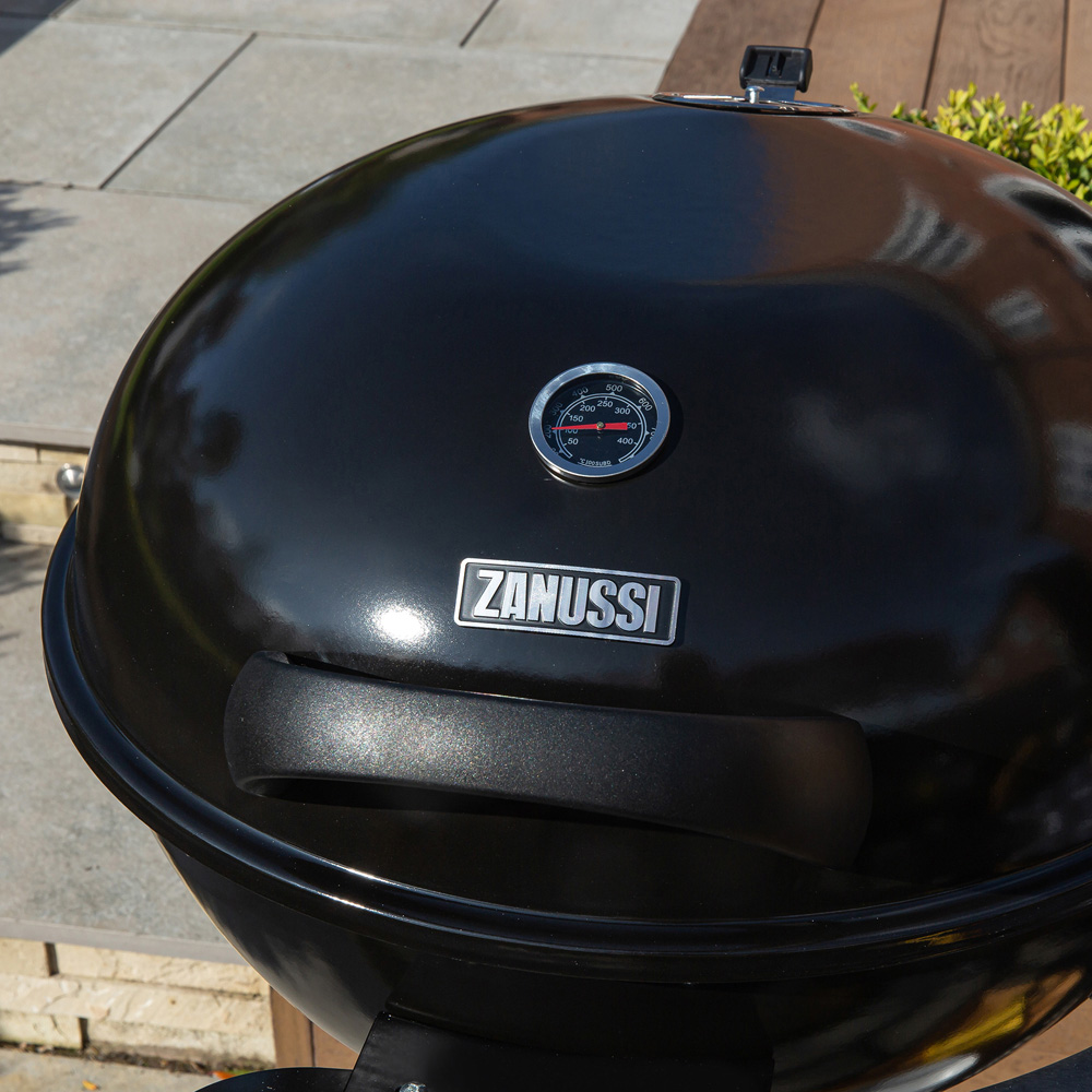 Zanussi Black Charcoal Trolley BBQ with Cover and Storage Shelf Image 8