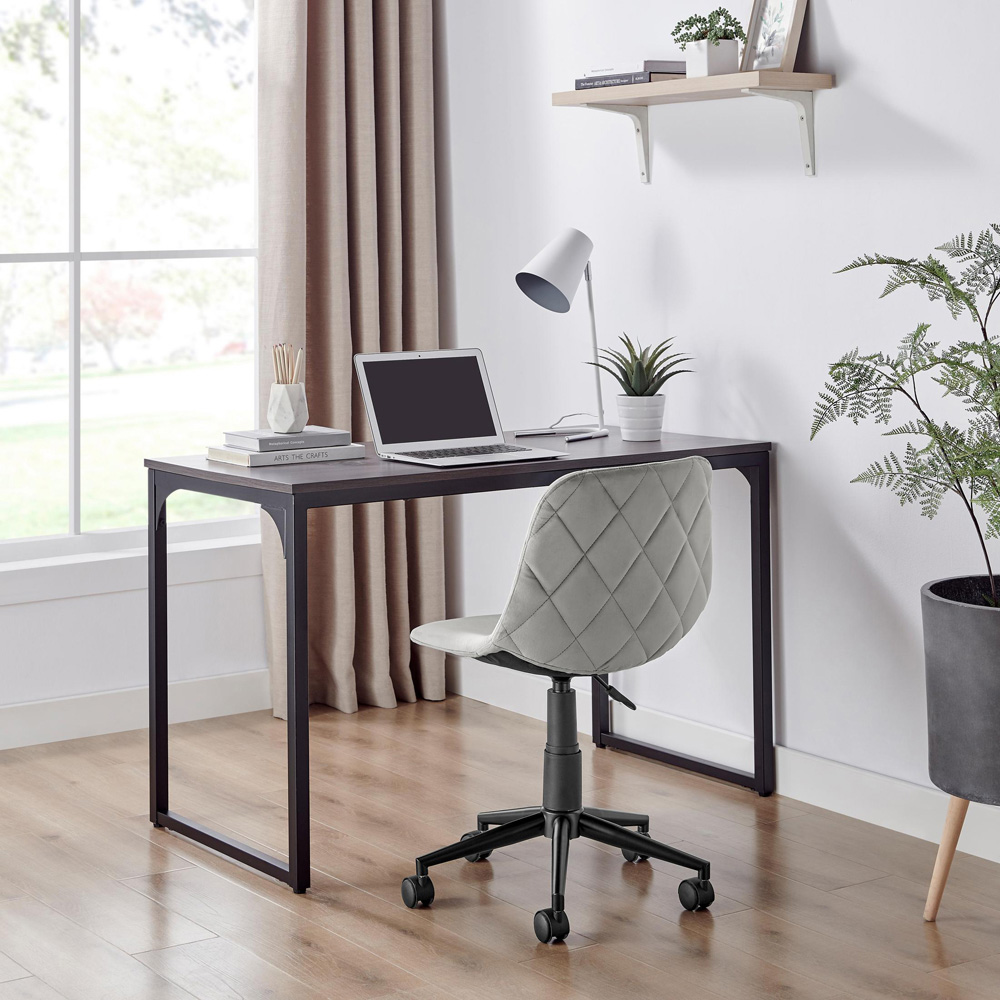 Furniturebox Theresa Grey Velvet Office Chair Image 5