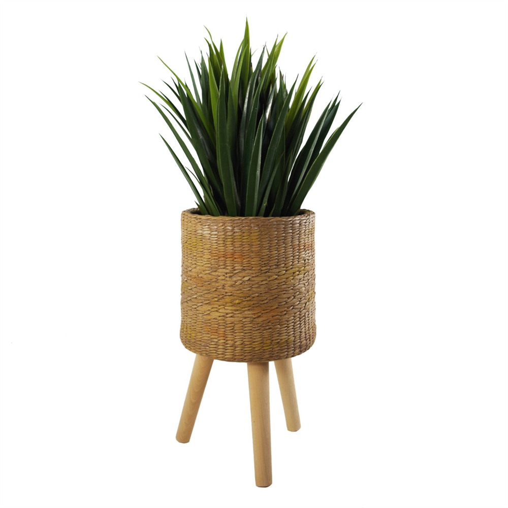 Leaf Rattan Effect Composite Planter with Stand Image 3