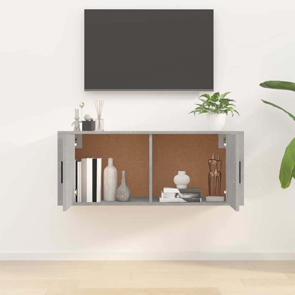 vidaXL 2 Door Concrete Grey Wall Mounted Wide TV Cabinet Image 3