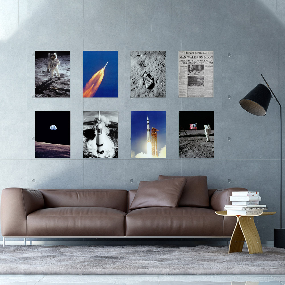 Wee Blue Coo Apollo 11 50th Anniversary Saturn V Rocket Moon Landing Wall Art Print 30 x 41cm 8 Pack Image 2