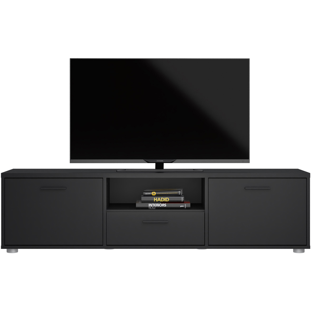 Furniture To Go Media 2 Door Single Drawer Black TV Unit Image 8