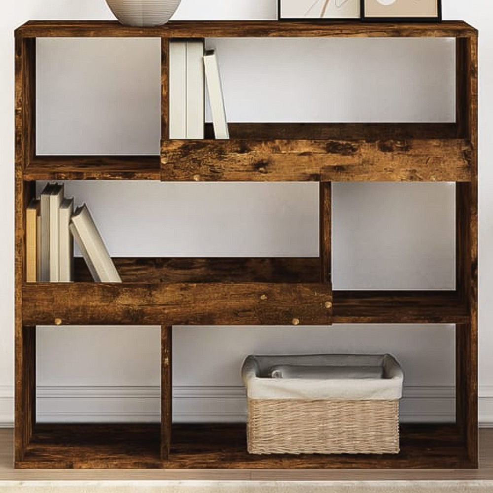 vidaXL 6 Shelf Smoked Oak Bookcase Image 1