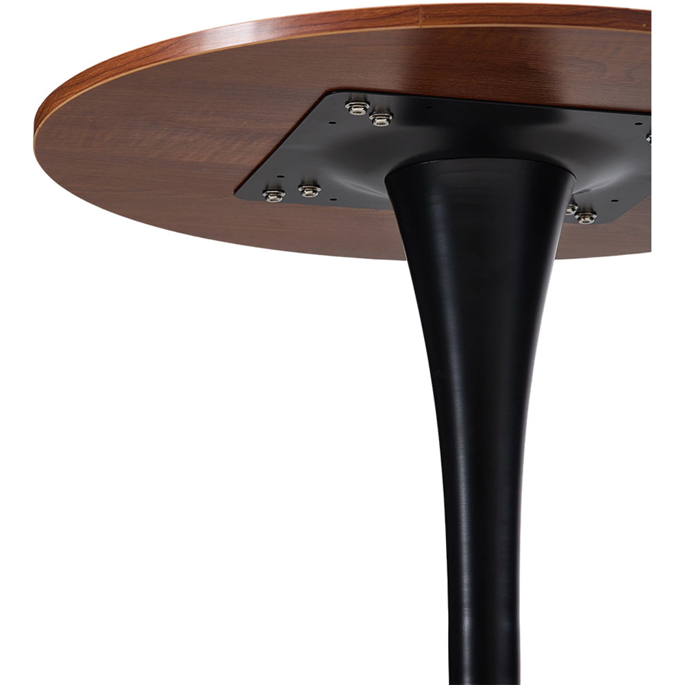 Living and Home 2 Seater Metal Base Modern Round Dining Table Walnut and Black Image 3