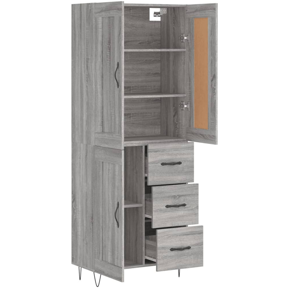 vidaXL 3 Door 3 Drawer Grey Sonoma Highboard Image 4
