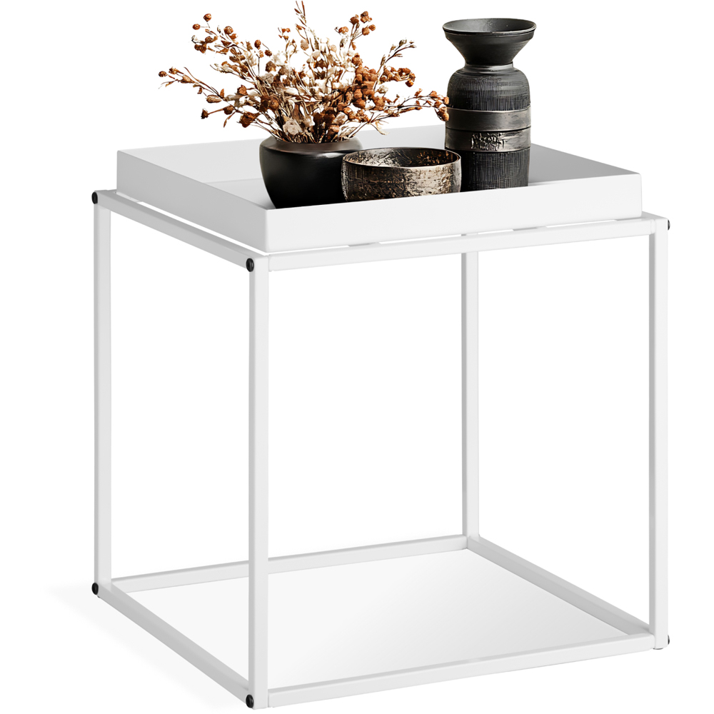 tectake Cambridge Single Shelf White Bedside Table Image 2