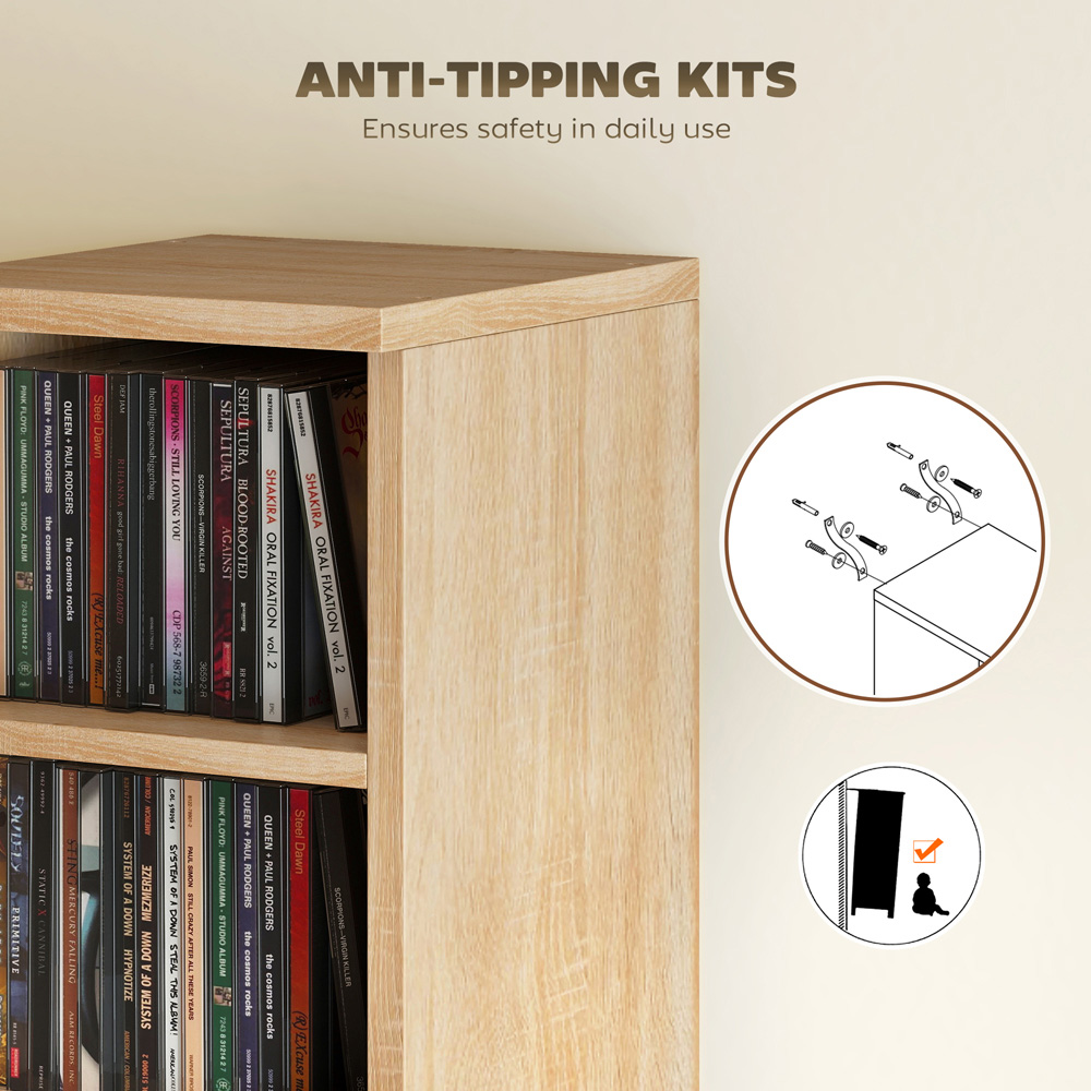 Portland 6 Shelf Oak Adjustable CD Storage Unit Set of 2 Image 6